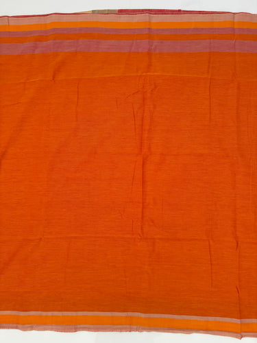ShopNaya Exclusive | Handwoven | Cotton & Soft Silk Saree | Dobby Design | No Blouse | Yellow Orange | Ships from California